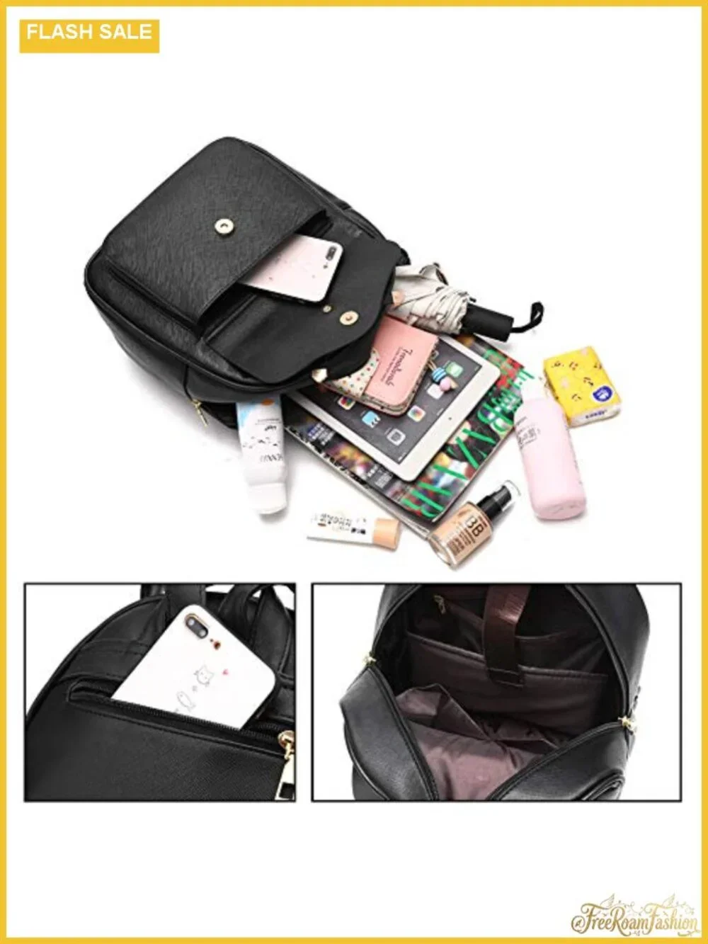 PU Leather Bowknot Fashion Backpack Women Rucksack Ladies Shoulder Bag 3-Piece